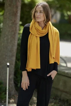 Bamboo & Recycled Cashmere Wool Travel Wrap - Mustard