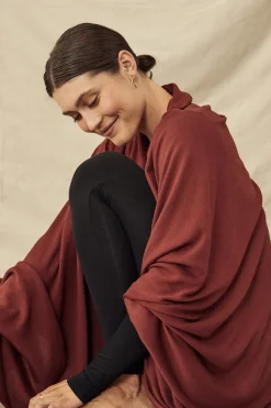 Bamboo Cashmere Wool Travel Wrap - Burnt Brick