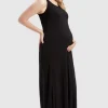 Bamboo Maxi Maternity Dress - Black