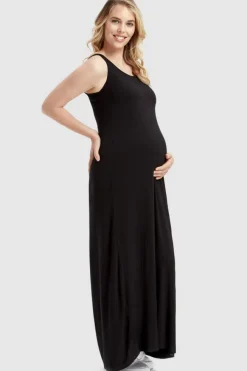 Bamboo Maxi Maternity Dress - Black