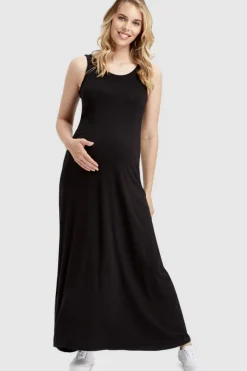Bamboo Maxi Maternity Dress - Black