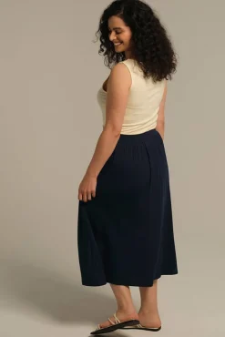 Bamboo Midi Skirt - Dark Navy