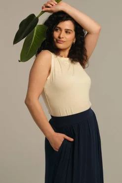 Bamboo Midi Skirt - Dark Navy