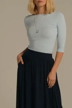 Bamboo Midi Skirt - Dark Navy