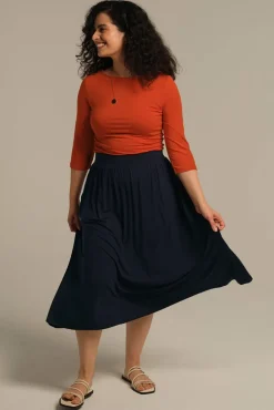 Bamboo Midi Skirt - Dark Navy