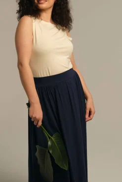 Bamboo Midi Skirt - Dark Navy