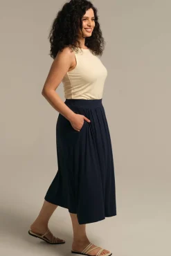 Bamboo Midi Skirt - Dark Navy