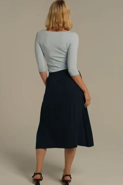 Bamboo Midi Skirt - Dark Navy