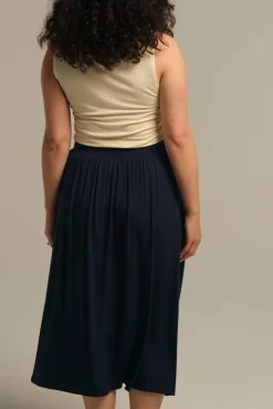 Bamboo Midi Skirt - Dark Navy