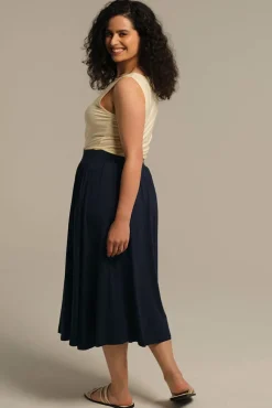 Bamboo Midi Skirt - Dark Navy
