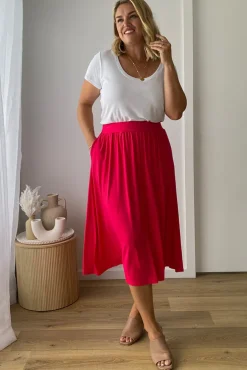 Bamboo Midi Skirt - Magenta