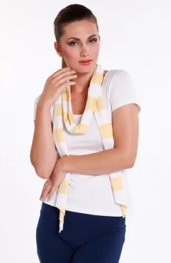 Bamboo Scarf/Sash - White/Yellow Stripe