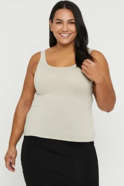 Bamboo Scoop Singlet - Bone