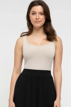 Bamboo Scoop Singlet - Bone
