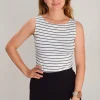 Bamboo Shell Top - White & Black Stripe