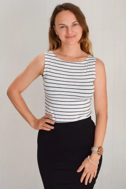 Bamboo Shell Top - White & Black Stripe