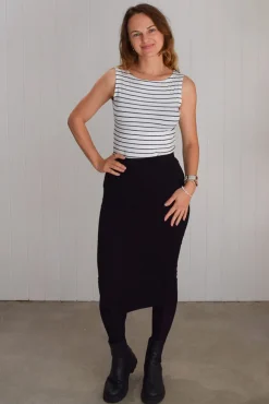 Bamboo Shell Top - White & Black Stripe