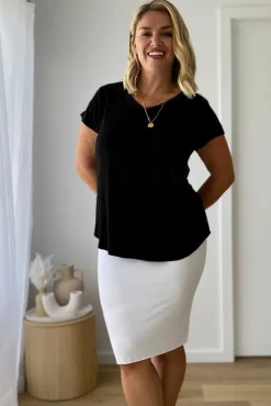 Bamboo V Neck Tee - Black