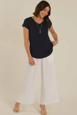Bamboo V Neck Tee - Dark Navy
