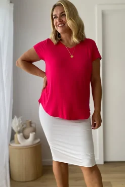 Bamboo V Neck Tee - Magenta