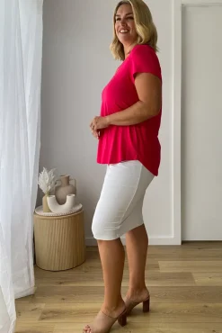 Bamboo V Neck Tee - Magenta
