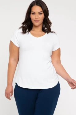 Bamboo V Neck Tee - White