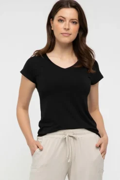 Belle V Neck Tee - Black