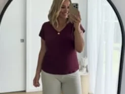 Belle V Neck Tee - Burgundy