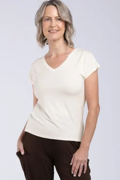 Belle V Neck Tee - Ivory