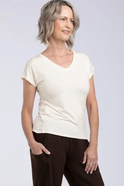 Belle V Neck Tee - Ivory