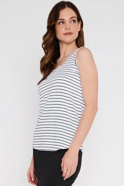 Classic Scoop Singlet - White & Black Stripe