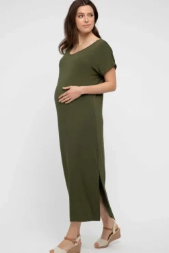 Elsie Maternity Dress - Dark Olive