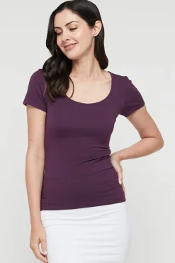 Essential Scoop Tee - Plum