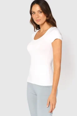 Essential Scoop Tee - White
