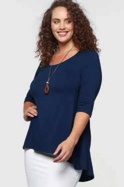 Hi Lo Hem Top - Navy