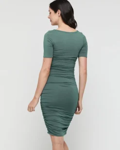 Jasper Ruched Maternity Dress - Silver Pine