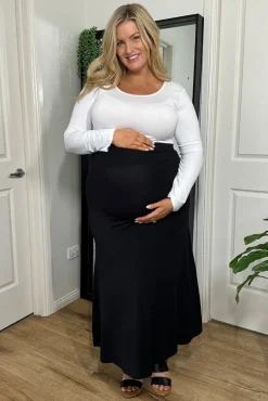 Lana Long Maternity Skirt - Black