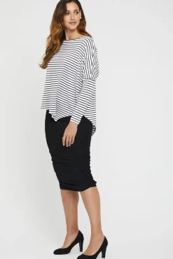 Long Ruched Bamboo Skirt - Black
