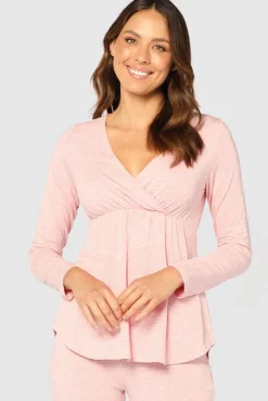 Long Sleeve Cross Front PJ Top - Rose