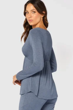 Long Sleeve Cross Front PJ Top - Twilight