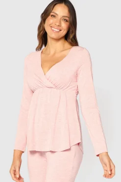 Long Sleeve Cross Front PJ Top - Rose