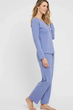 Long Sleeve Henley Top - Lavender