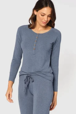 Long Sleeve Henley Top - Twilight