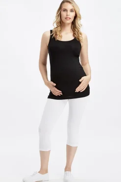 3/4 Maternity Leggings - White