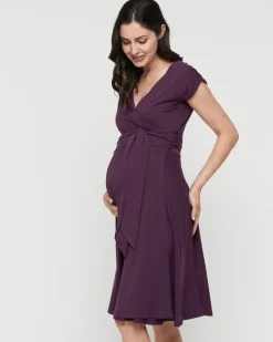 Maternity Wrap Dress - Plum