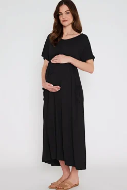 Mila Maxi Maternity Dress - Black
