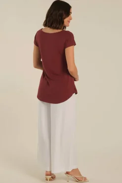 Pia Bamboo Tee - Burgundy