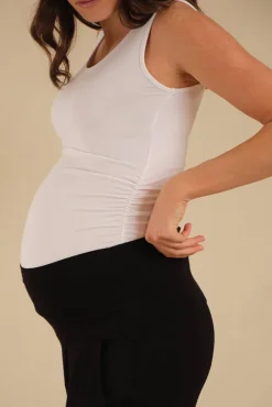 Ruched Maternity Singlet - White