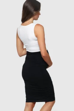 Ruched Maternity Skirt - Black