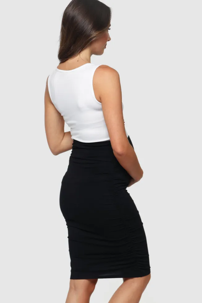 Ruched Maternity Skirt - Black